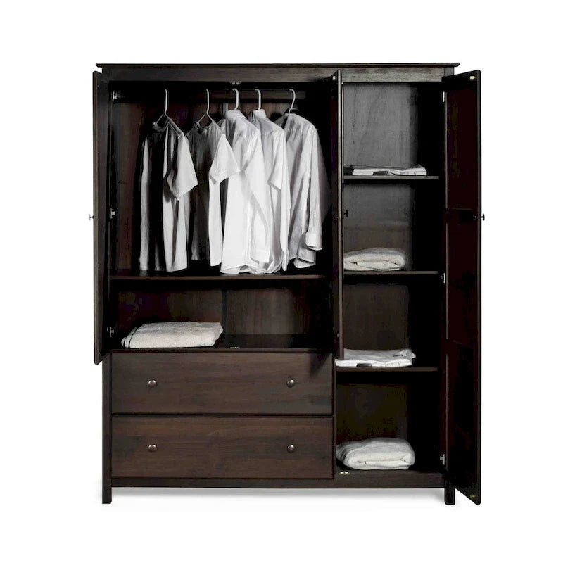 Grain Wood Furniture Shaker Wood 3-door Armoire - 60x72x22 17