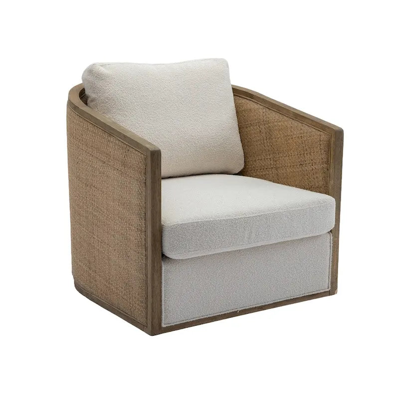 Poltrona a botte girevole, comoda poltrona rotonda d'accento, poltrona club a botte girevole a 360 gradi, poltrona relax con struttura in rattan intrecciato 11