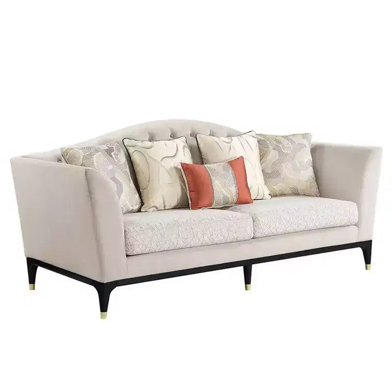Divano Tayden da 71" in velluto beige: Acme Furniture, capitonné in cristallo, dettagli dorati 6