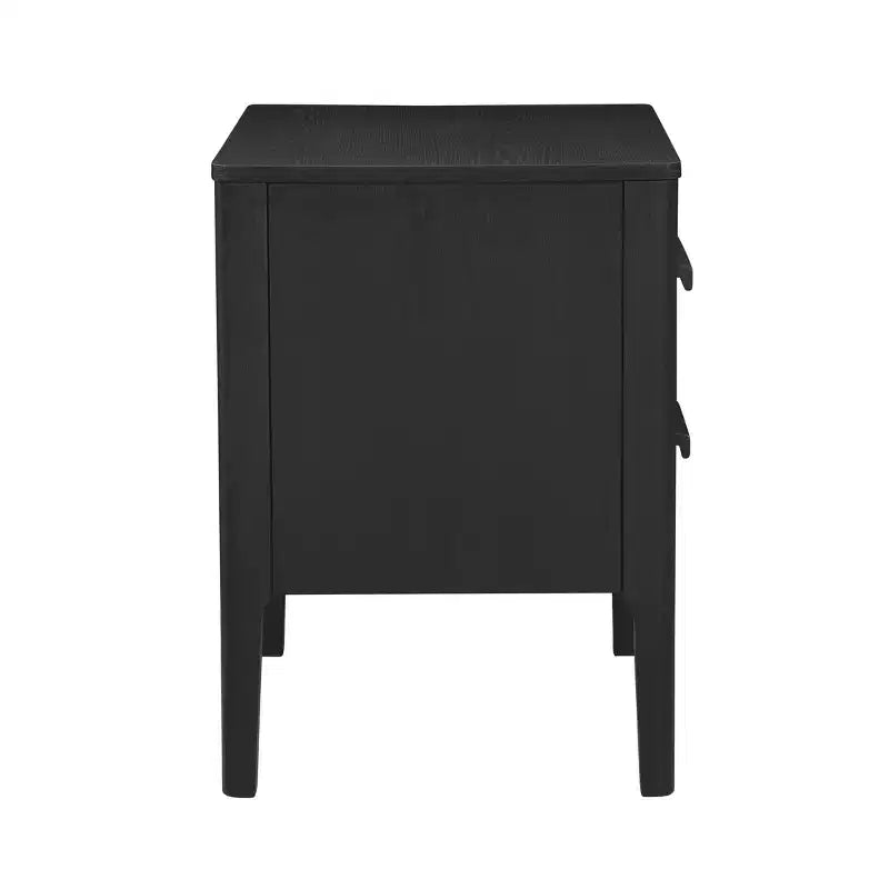 Tavolino a due cassetti in legno massiccio modello Wiley, stile Mid-Century Modern, nero - Linon: Impiallacciatura in rovere, gambe in legno di caucciù, contenitore 4