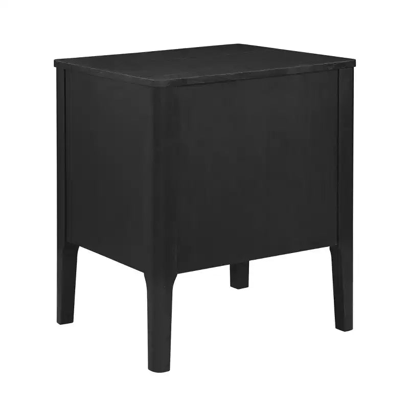 Tavolino a due cassetti in legno massiccio modello Wiley, stile Mid-Century Modern, nero - Linon: Impiallacciatura in rovere, gambe in legno di caucciù, contenitore 5