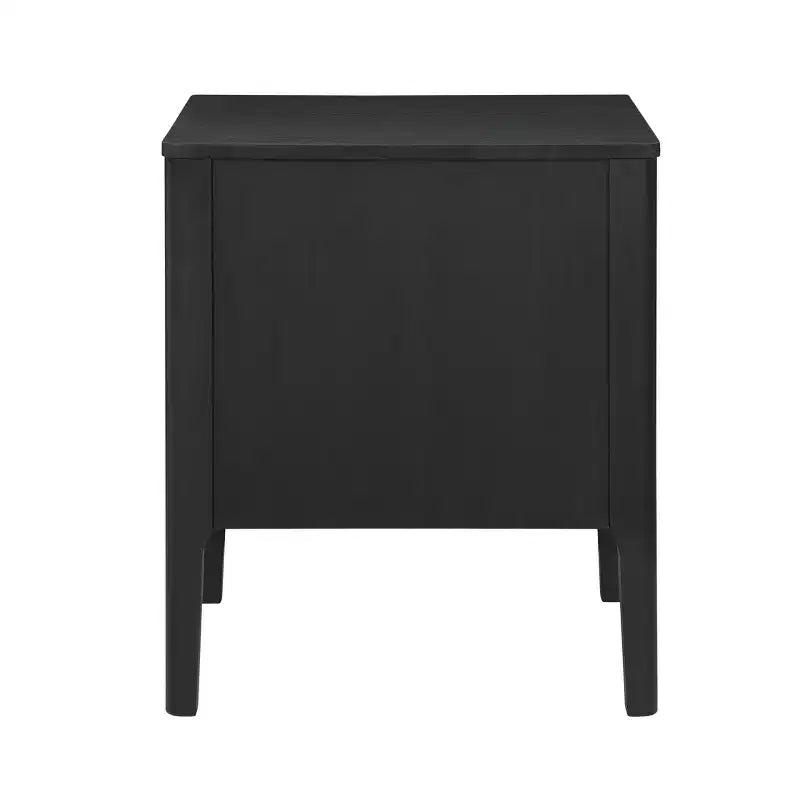 Tavolino a due cassetti in legno massiccio modello Wiley, stile Mid-Century Modern, nero - Linon: Impiallacciatura in rovere, gambe in legno di caucciù, contenitore 6