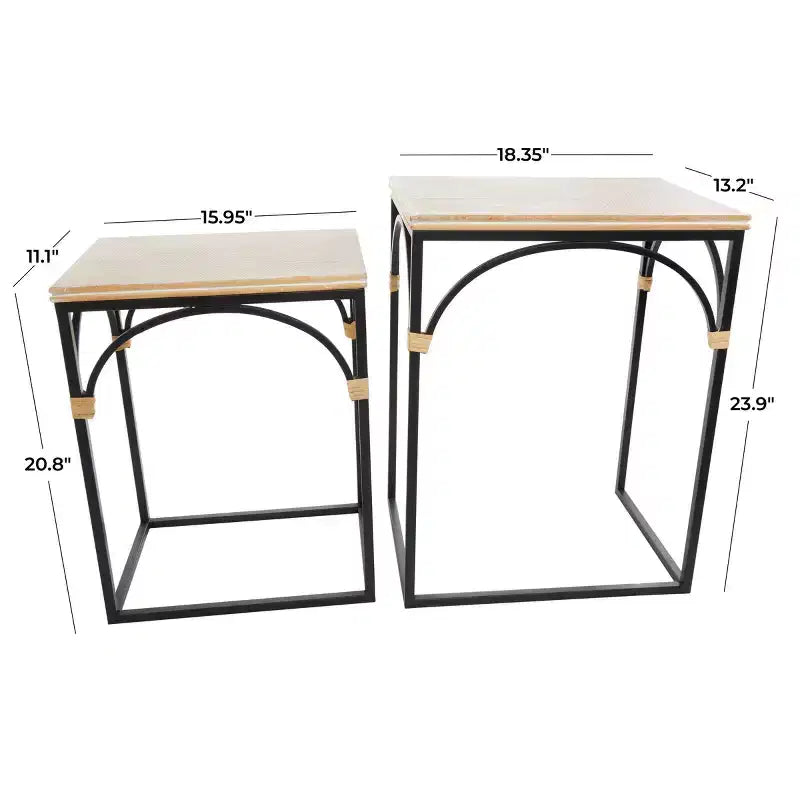 Tavolino d'accento ad arco in metallo Olivia & May: set da 2, nessun assemblaggio richiesto, per uso interno, stile rustico moderno 11