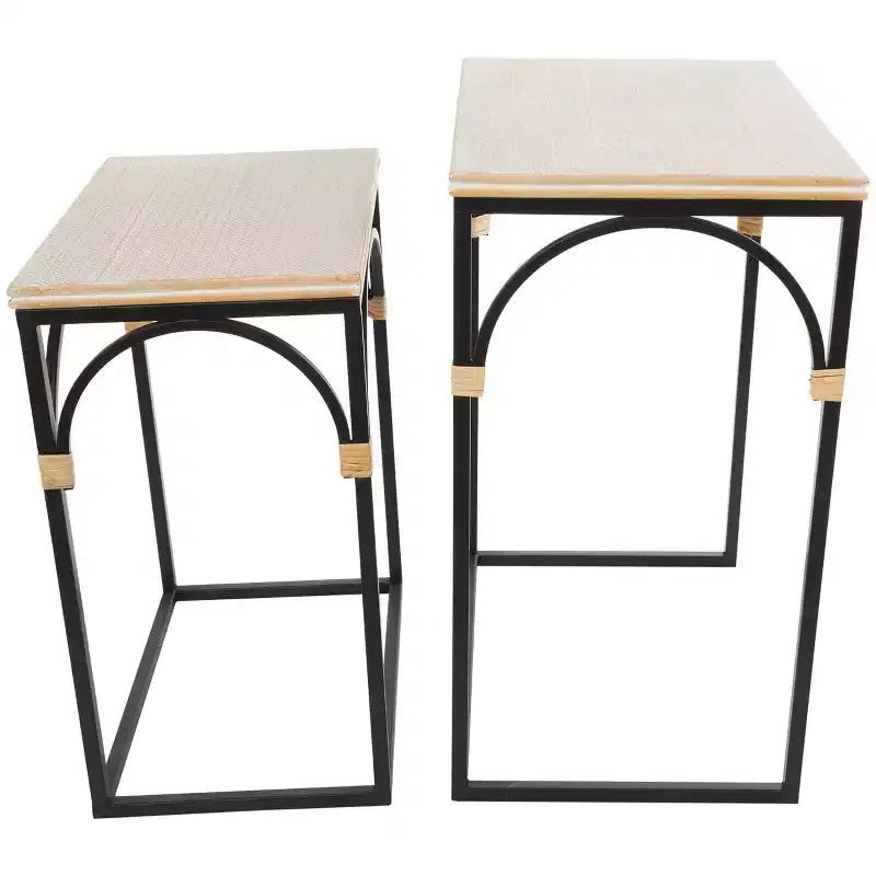 Tavolino d'accento ad arco in metallo Olivia & May: set da 2, nessun assemblaggio richiesto, per uso interno, stile rustico moderno 5