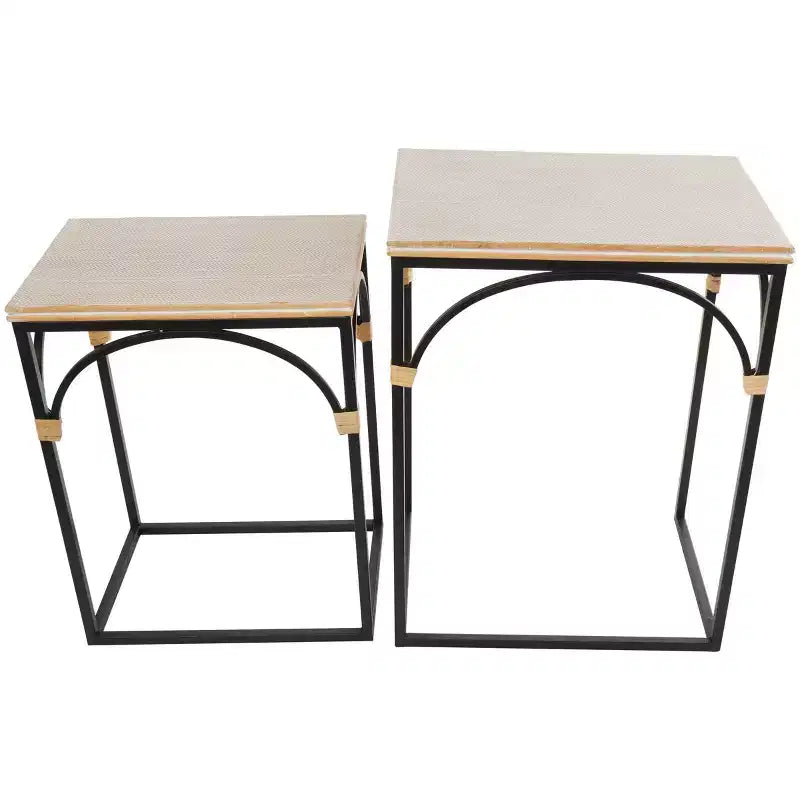 Tavolino d'accento ad arco in metallo Olivia & May: set da 2, nessun assemblaggio richiesto, per uso interno, stile rustico moderno 7