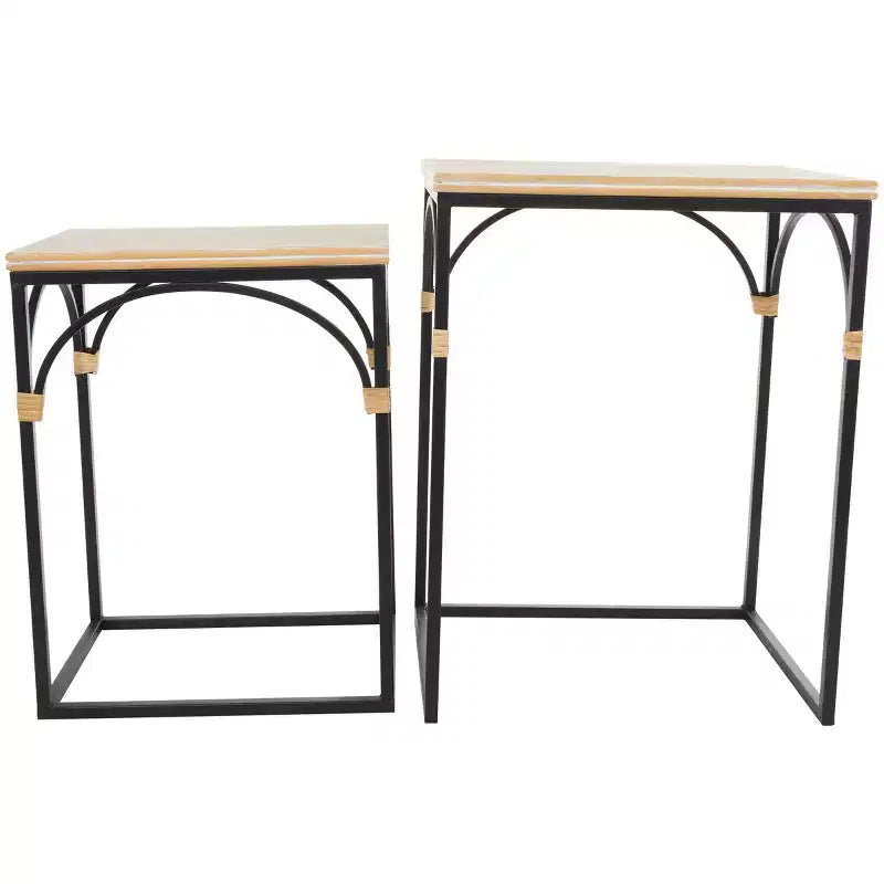 Tavolino d'accento ad arco in metallo Olivia & May: set da 2, nessun assemblaggio richiesto, per uso interno, stile rustico moderno 9