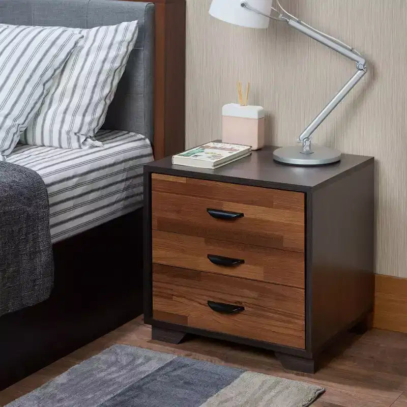 Tavolino d'appoggio Eloy 50 cm Acme Furniture Finitura Noce/Espresso: Piano rettangolare in MDF, Gambe in legno, Cassetto contenitore 4