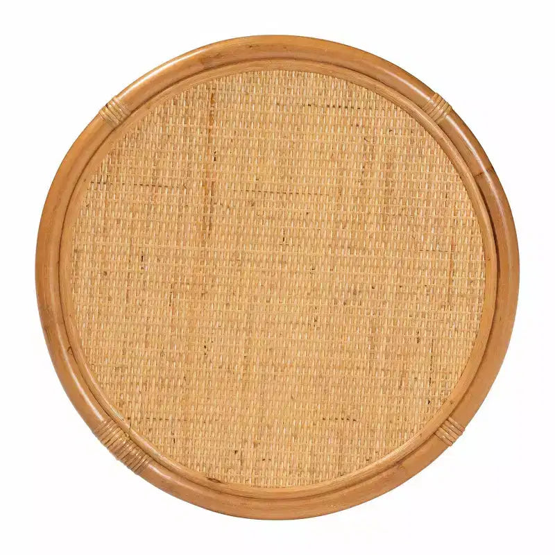 bali & pari Louis Rattan End Table Light Honey: No Assembly, Round Wicker Side 7