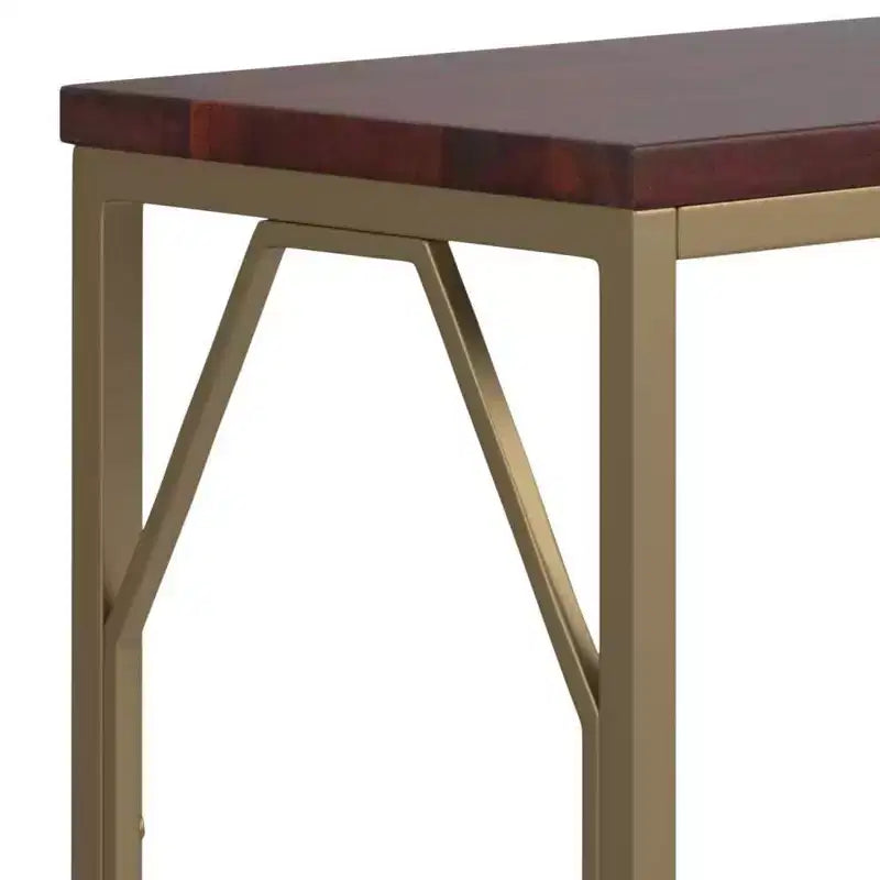 WyndenHall Ebsen Tavolino d'Appoggio in Metallo e Legno Cognac: Tavolino Rettangolare Contemporaneo, Antigraffio 3
