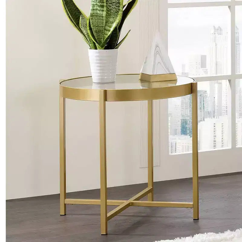 Tavolino d'appoggio Acme Furniture Charrot con piano in vetro trasparente e finitura oro