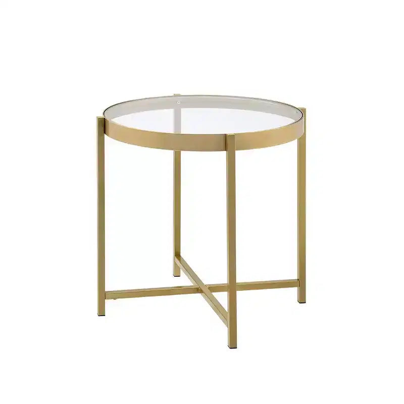 Tavolino d'appoggio Acme Furniture Charrot con piano in vetro trasparente e finitura oro 7