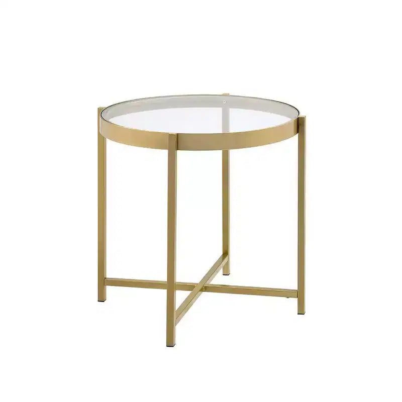 Tavolino d'appoggio Acme Furniture Charrot con piano in vetro trasparente e finitura oro 8