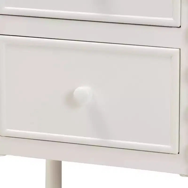 Baxton Studio Malinda, tavolino finale con 2 cassetti in legno e gambe a fuso, bianco 10