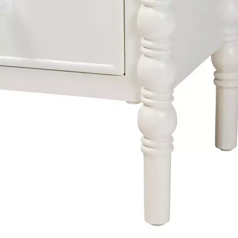 Baxton Studio Malinda, tavolino finale con 2 cassetti in legno e gambe a fuso, bianco