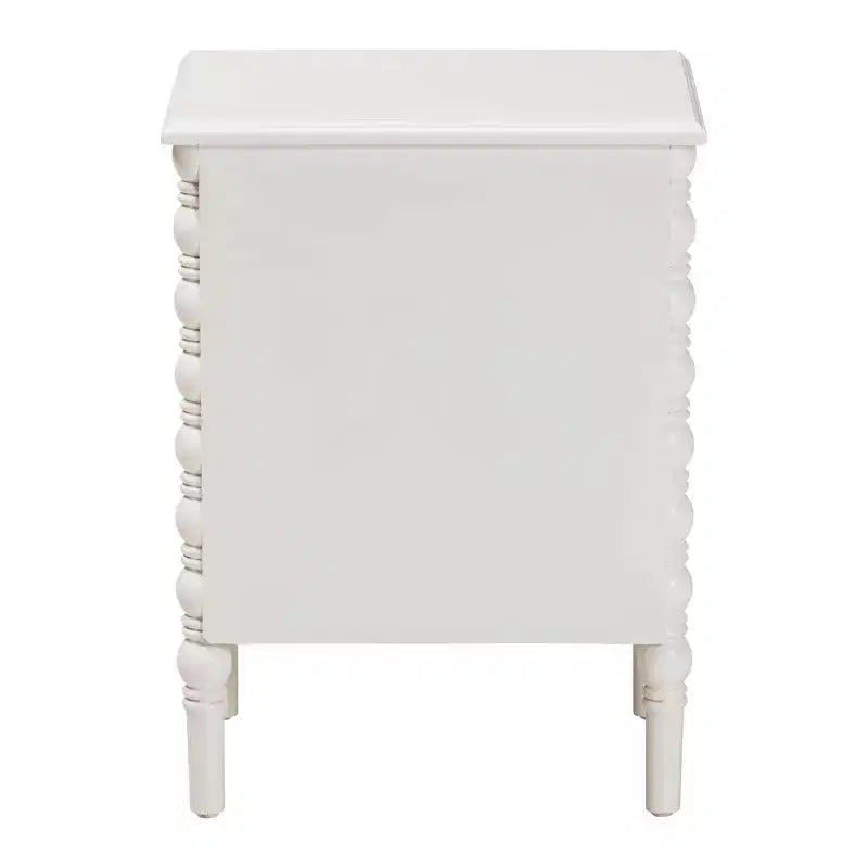 Baxton Studio Malinda, tavolino finale con 2 cassetti in legno e gambe a fuso, bianco 3