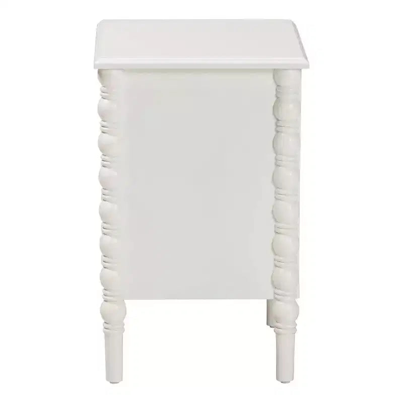 Baxton Studio Malinda, tavolino finale con 2 cassetti in legno e gambe a fuso, bianco 4