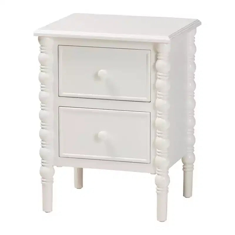 Baxton Studio Malinda, tavolino finale con 2 cassetti in legno e gambe a fuso, bianco 8