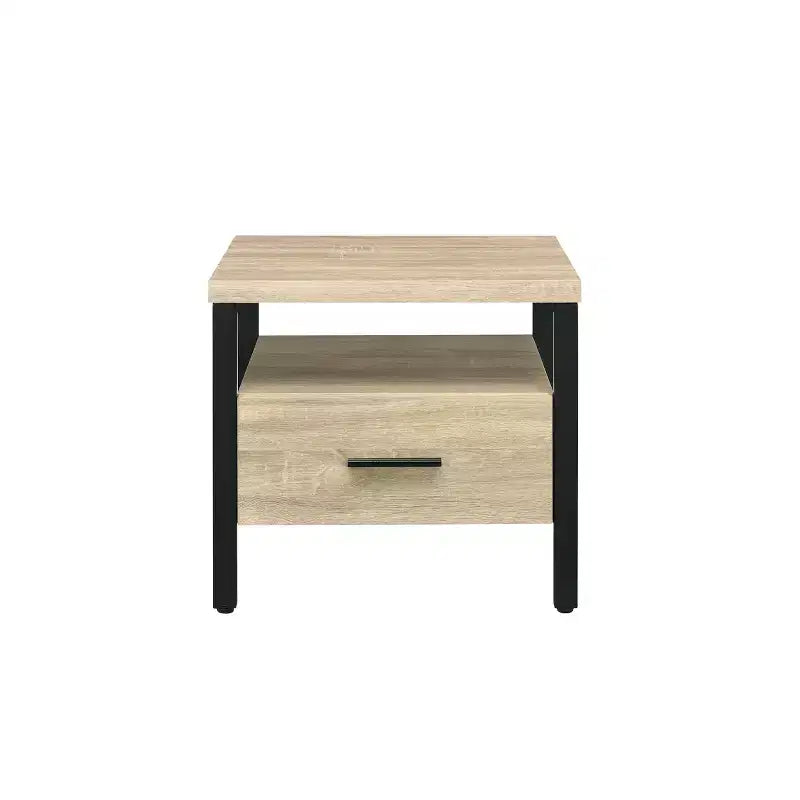 Tavolino Accent 20" Yawan Rovere/Nero - Acme Furniture: Rettangolare con Cassetto, Ripiano Aperto, Guide in Metallo