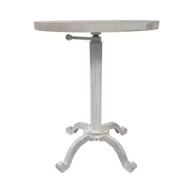 Tavolo vintage regolabile Carolina Living Colton sbiancato: Robusta base in ferro, legno di mango, altezza 56 cm