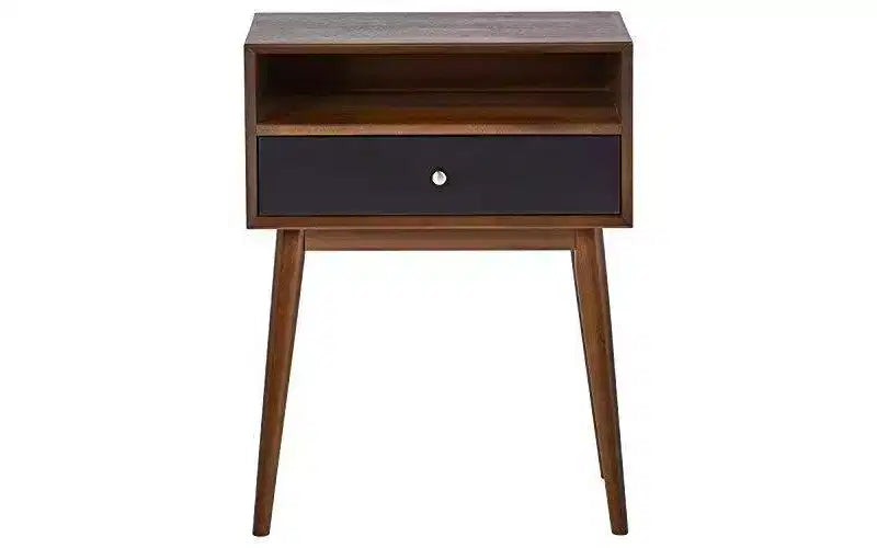 Tavolino Calvin Marrone - Adore Decor: Design Moderno Mid-Century, Cassetto Contenitore, Maniglie Argentate 3