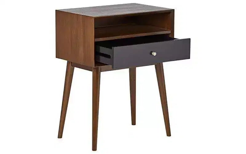 Tavolino Calvin Marrone - Adore Decor: Design Moderno Mid-Century, Cassetto Contenitore, Maniglie Argentate 8