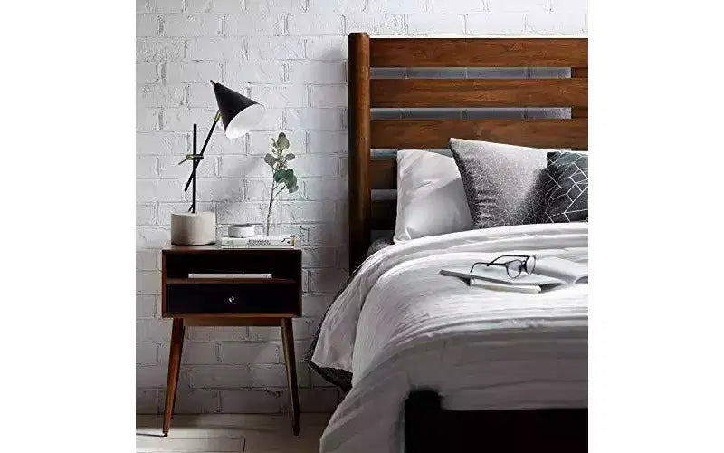 Tavolino Calvin Marrone - Adore Decor: Design Moderno Mid-Century, Cassetto Contenitore, Maniglie Argentate 9