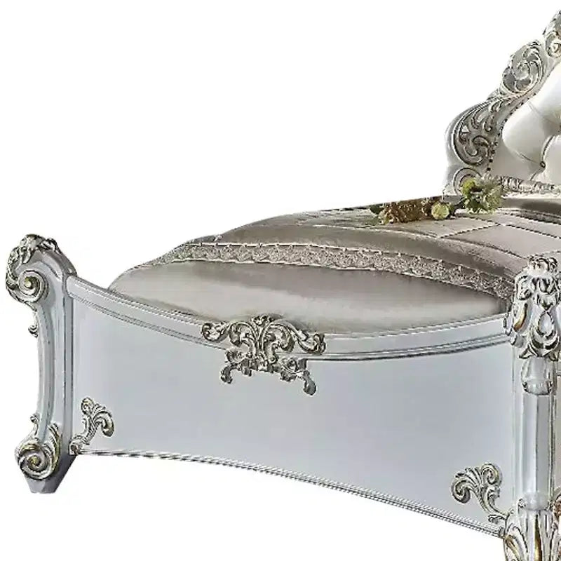 Letto California King 100" Vendome in similpelle e finitura Bianco Antico - Acme Furniture