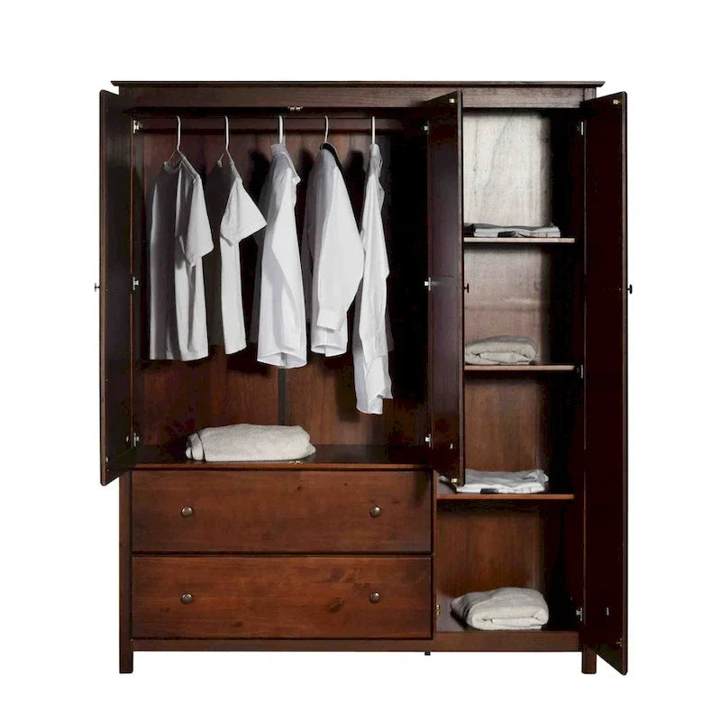 Grain Wood Furniture Shaker Wood 3-door Armoire - 60x72x22 12