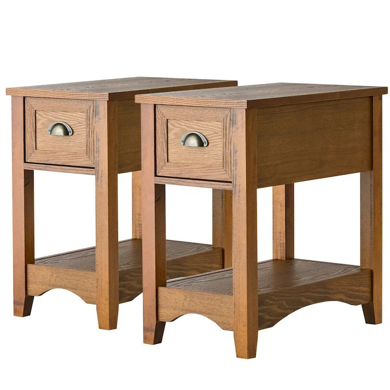 Gymax Set of 2 Contemporary Side End Table Compact Table w/ Drawer - 13  X 22  X 23  (L X W X H) 4