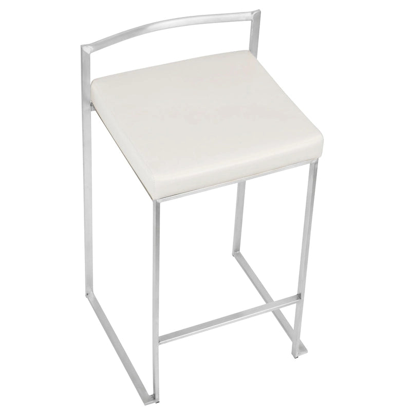Sgabello da bancone impilabile in acciaio inossidabile completamente saldato Silver Orchid Forrest (set di 2) 34