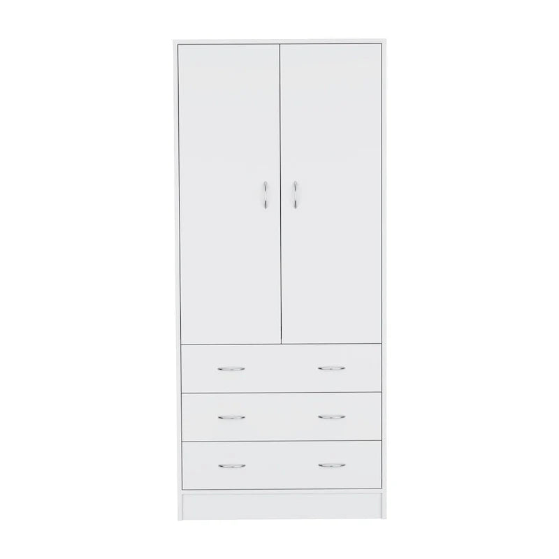 19  Modern Double-door Armoire with 3 Drawers and 1 Hanging Rod for Bedroom 16