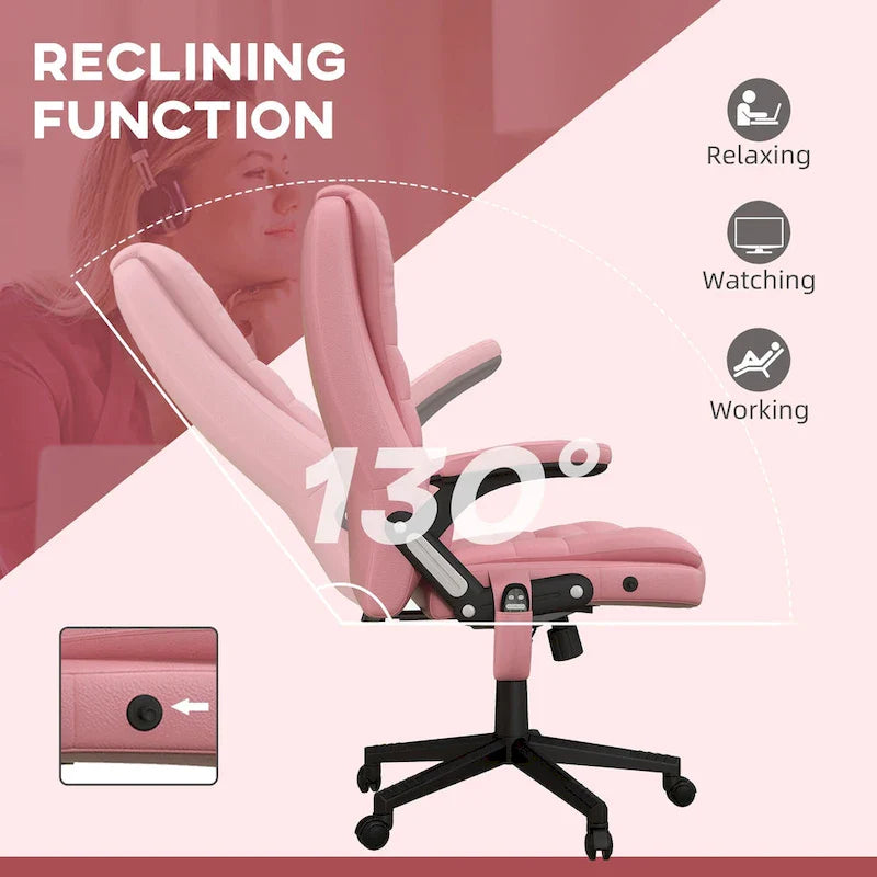 HOMCOM High Back Vibration Massage Office Chair with 6 Vibration Points, Heated Reclining PU Leather Computer Chair 7