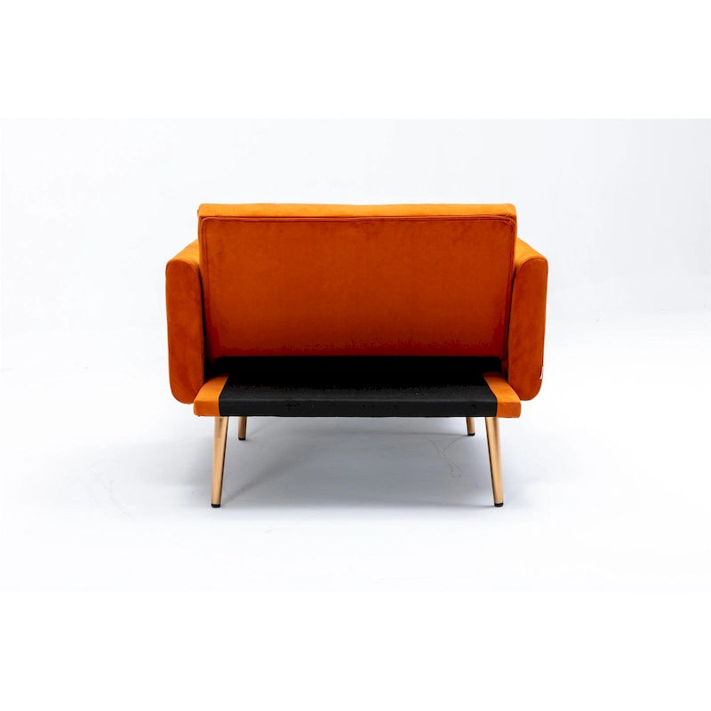 Velvet Upholstered Tufted Living Room Sleeper Sofa Chair With Rose Golden feet 18