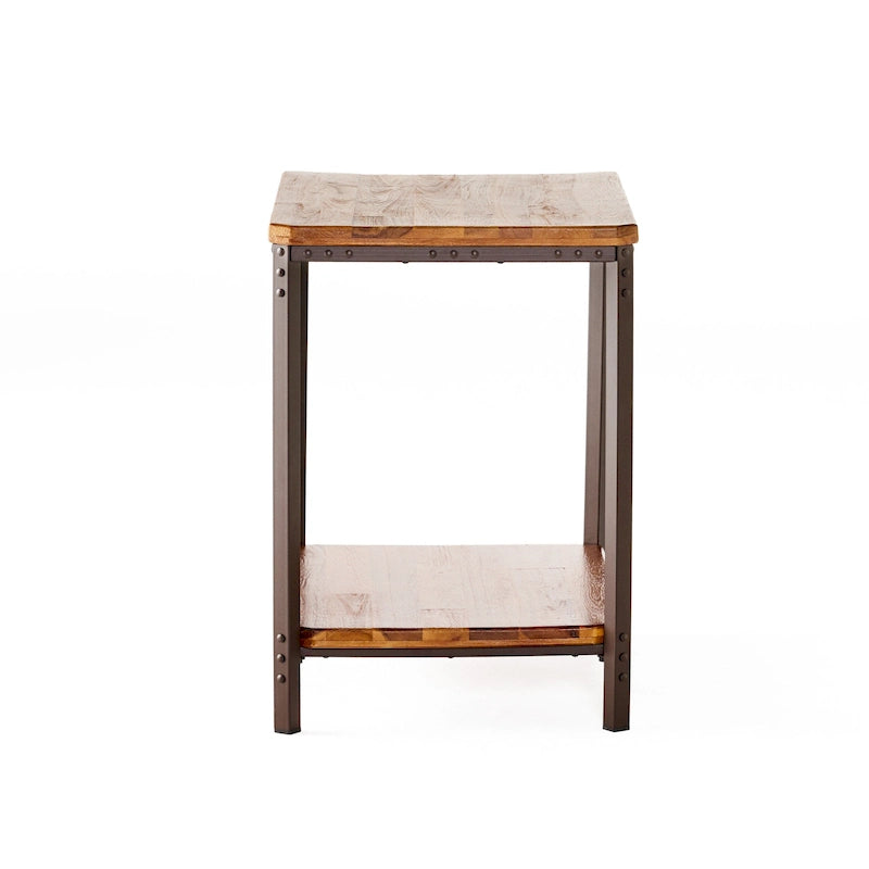 Tavolino laterale in metallo rustico Ronan Wood di Christopher Knight Home 9