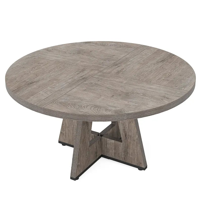 47 Inch Round Dining Table for 4, Wood Farmhouse Dinner Dinning Table for Kitchen Dining Living Room 37