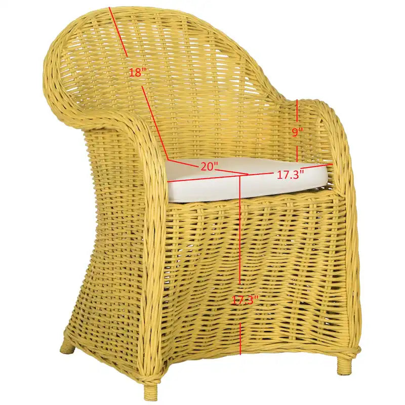 SAFAVIEH Sinja Yellow Rattan Club Chair - 24  x 26  x 35  - 24Wx26Dx35H 29