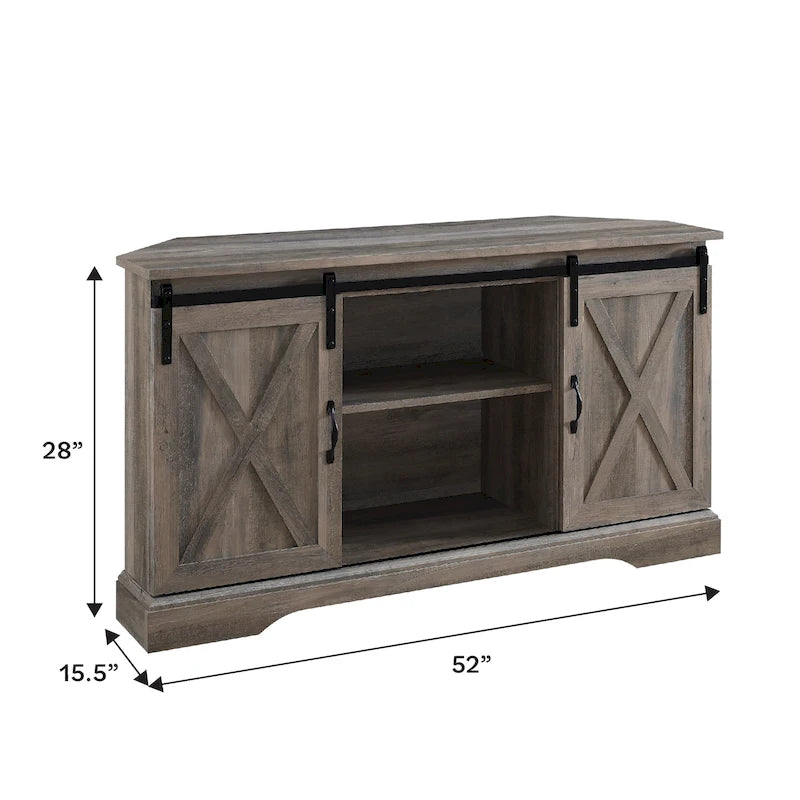 Middlebrook 52-inch Sliding Barn Door Corner TV Stand 5