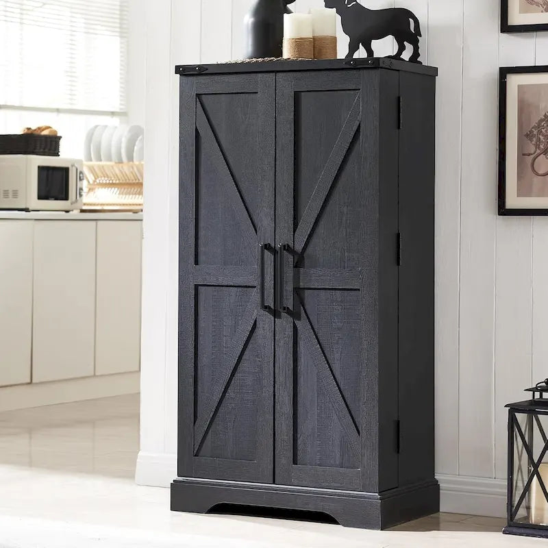 47 Armadietto da Cucina Dispensa, Mobile Contenitore con Ante Scorrevoli Stile Fienile - N/D 6
