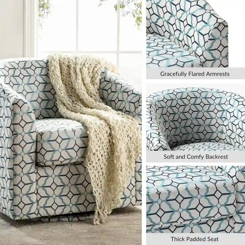 Cuenca Modern Upholstered Barrel Chair with Swivel Base 44