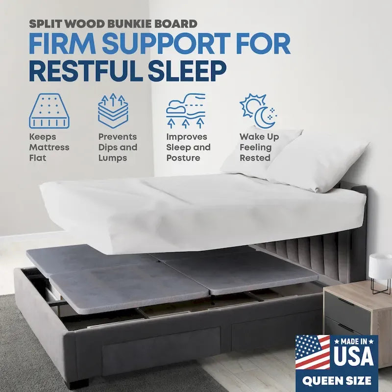 1.5 Split Wood Bunkie Board, Fully Assembled, Fabric Ventilation Cover - Replaces Wooden Slats or Box Spring for Bed Frames 24