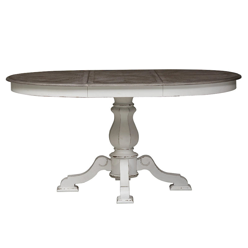 Magnolia Manor Round Pedestal Dining Table with Expandable Leaves - 2 Finishes 7