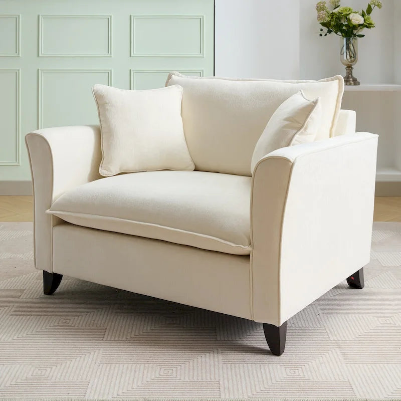 Oversized Chenille Fabric Armchair 14