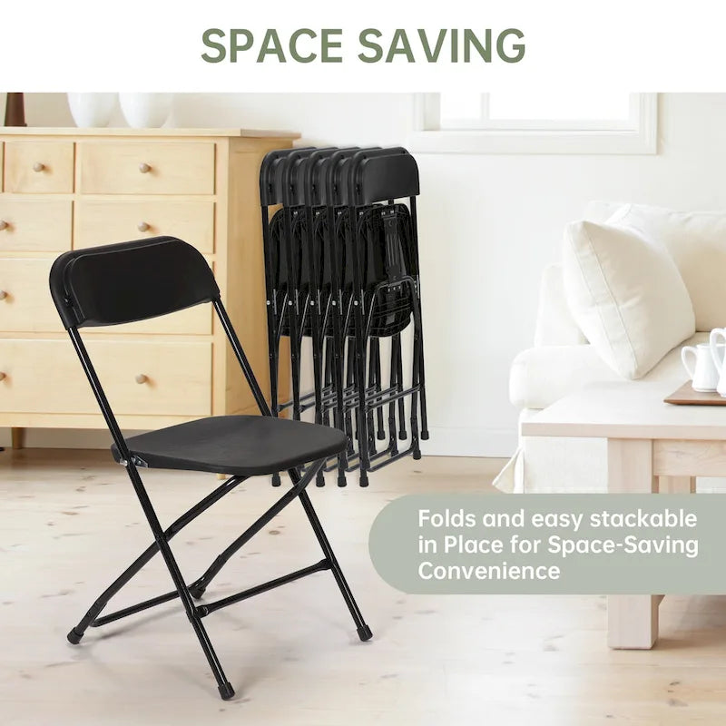 10 Pack Plastic Folding Chair 350lb. Capacity for Events Office Wedding Party Picnic Kitchen Dining 15