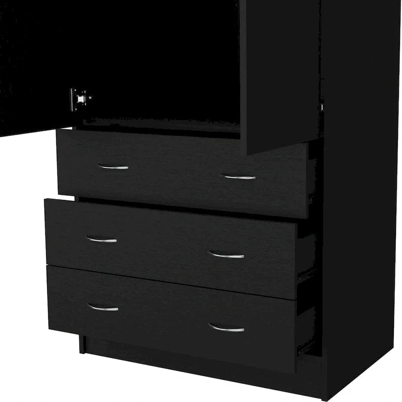 19  Modern Double-door Armoire with 3 Drawers and 1 Hanging Rod for Bedroom 7