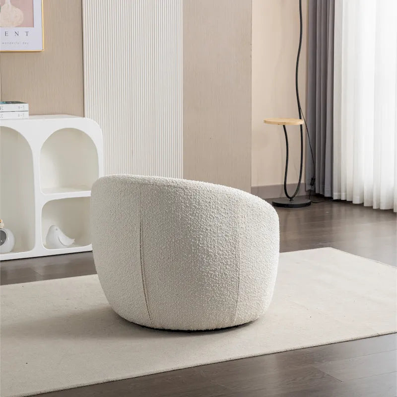 Swivel Barrel Chair - 360° Rotation - Boucle Fabric 7