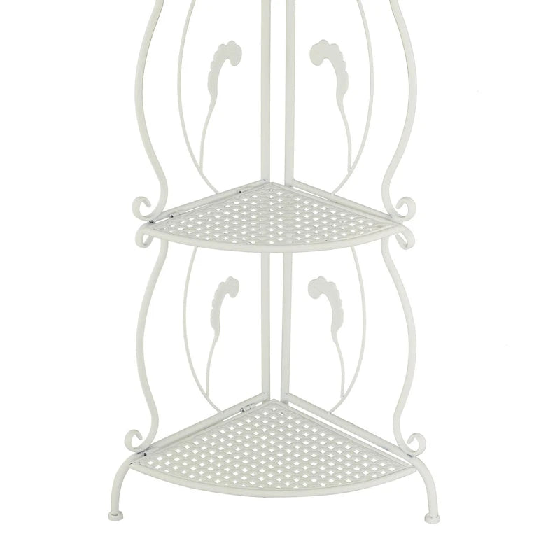Metal Scroll Indoor Outdoor Tall Folding 5 Shelves Bakers Rack - Gold or White - Roche River Decor 35