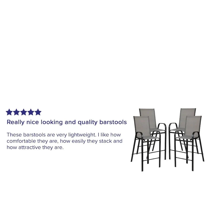 4 Pack Outdoor Barstools with Flex Comfort Material - Patio Stool 21