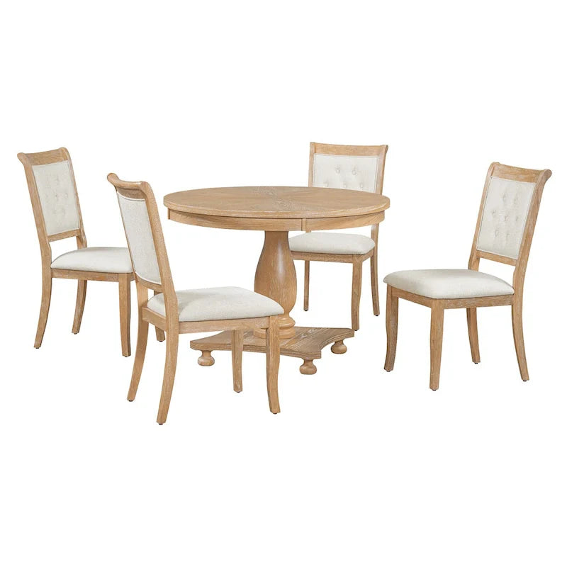Set da pranzo da 5 pezzi Lak Retro con sedie imbottite di GDFStudio 14