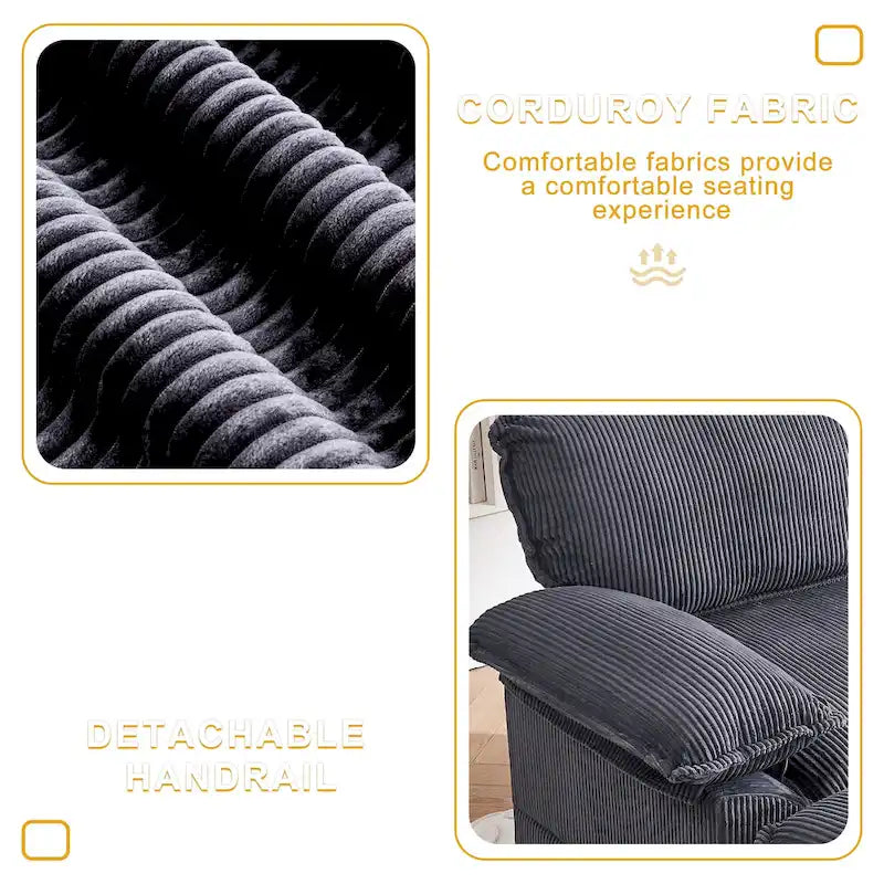56.9 W Poltrona Oversize con Pouf, Poltrona da Lettura per Camera da Letto, Divano Letto Pigro, Poltrona Reclinabile Singola Moderna Oversize 34