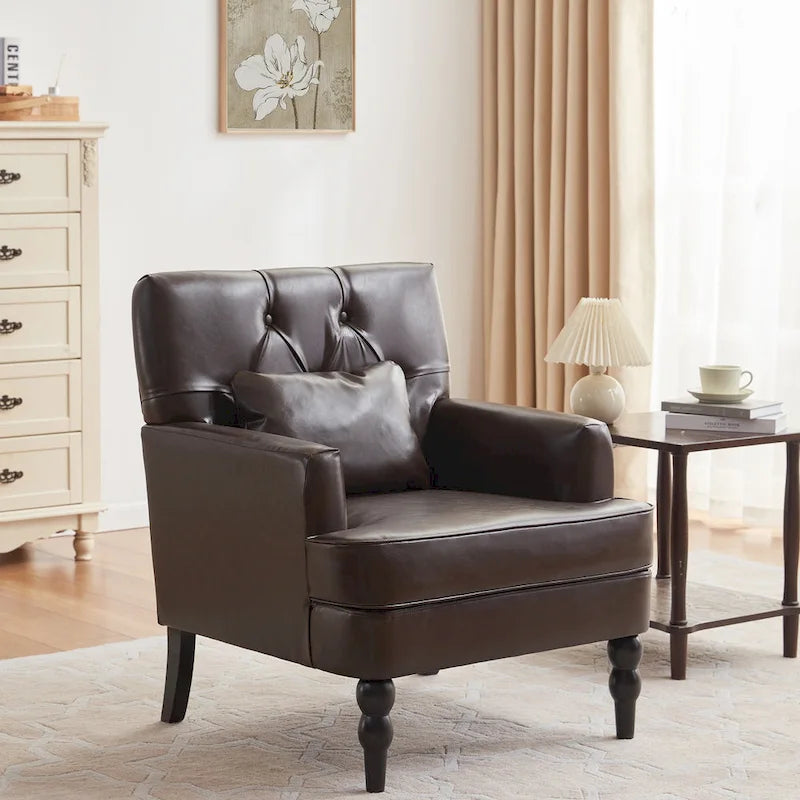 Set of 2 Arm Chair Upholstered Button Tufted Accent Chair with Lumbar Pillow Beige/ Grey/ Light Blue 30